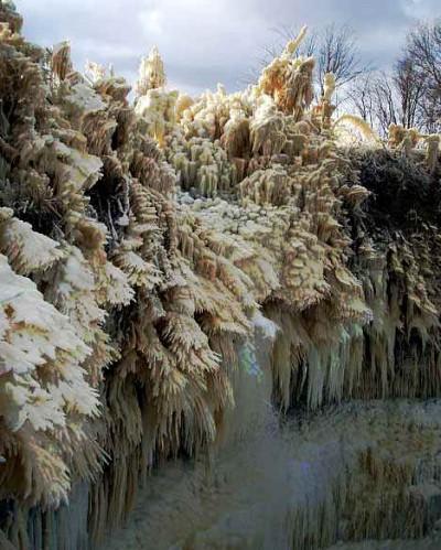 Frozen Valaste waterfall