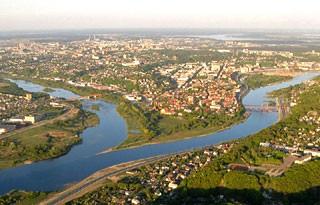 Confluence of the Nemunas and Neris rivers in the city of Kaunas